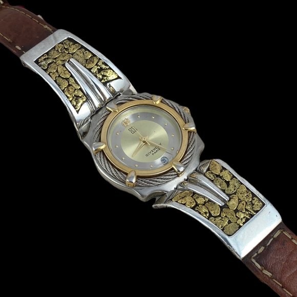 Vintage Givenchy Paris Watch with 23 Karat plus Gold Nugget Bracelet - Picture 3 of 17